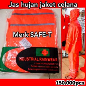 Jas hujan merk safe-T jaket celana warna orange