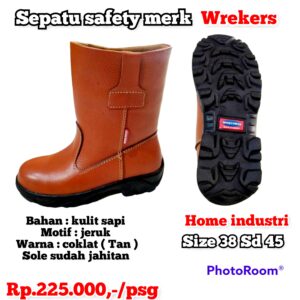Sepatu safety wrekers kulit model BOOT coklat