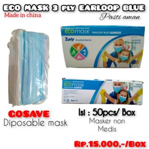 Masker 3ply earloop blue
