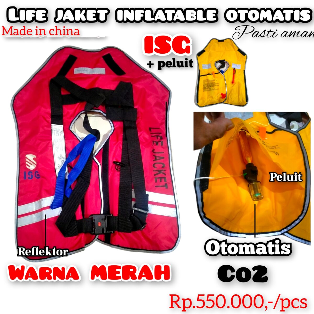 Pelampung inflatable otomatis co2 tabung