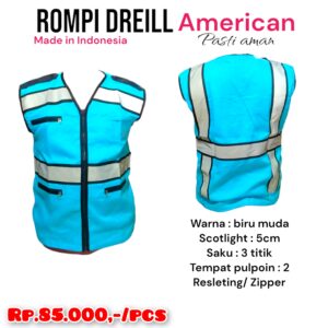 ROMPI DREILL AMERICAN WARNA BIRU TOSKA